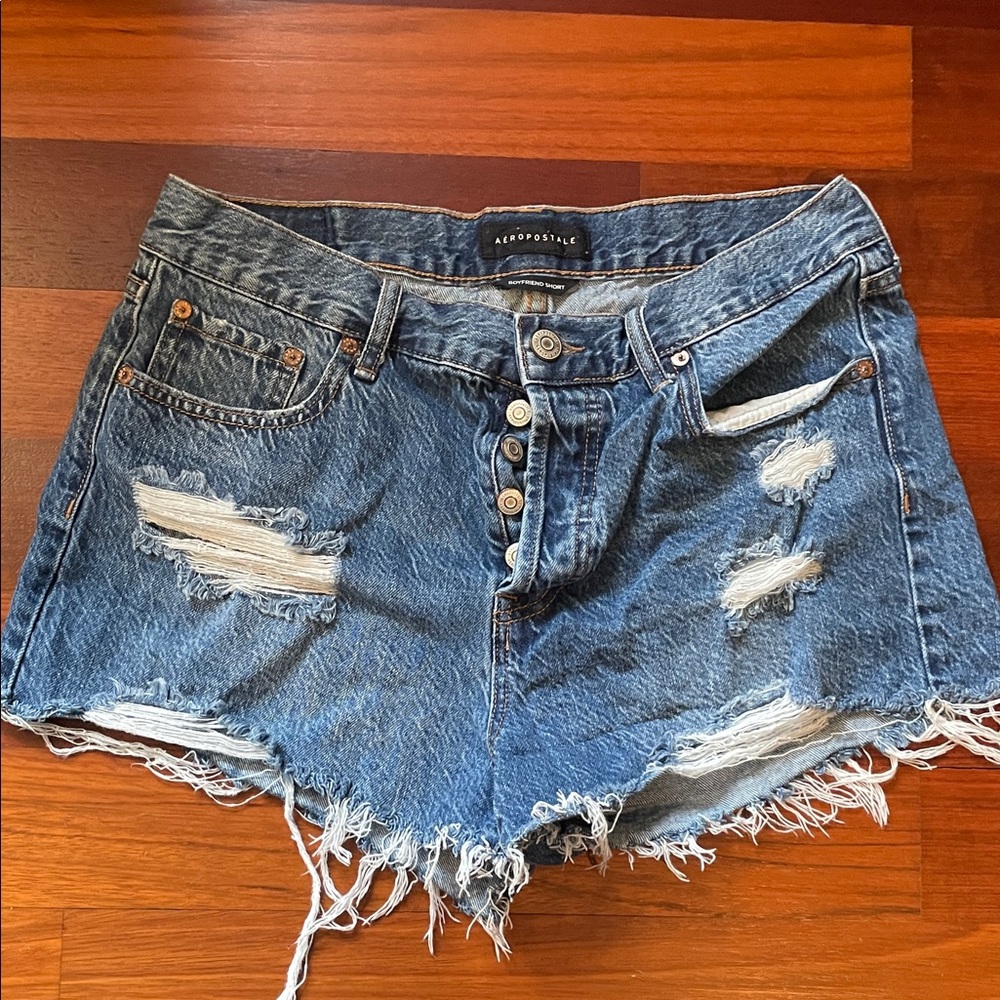 Aeropostale Blue Distressed Denim Shorts
